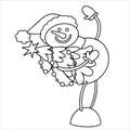 Cute Christmas coloring page. Snowman character with a Christmas tree. Royalty Free Stock Photo